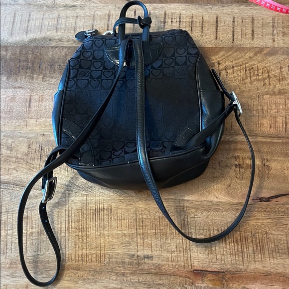 Brighton Julia Croc Heart Embossed Backpack Purse Black Vintage main image 8